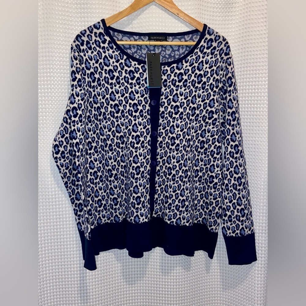 PARKHURST cheetah print Dylan Cardigan size XL - Picture 2 of 12